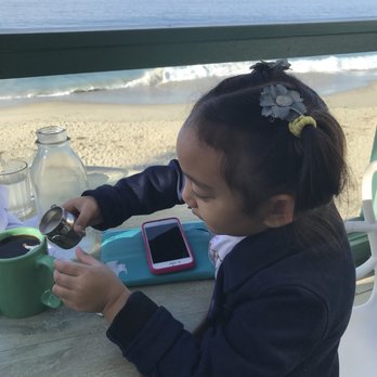 Driftwood Kitchen - My little helper making my coffee - Seafood Near Me - Laguna Beach, California
