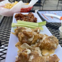 Garlic parm & teriyaki wings and French fries!