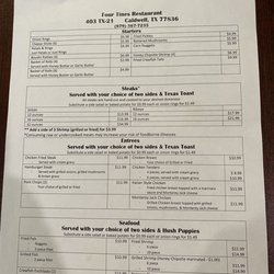 Four Tines - Menu. Buffet at lunch.