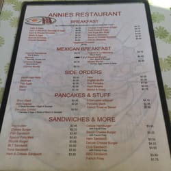 Annie's Restaurant - Nice & simple menu