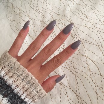 Angel’s Nails - Gray oval shaped acrylics done by Anna! - Nail Salons Near Me - El Monte, California