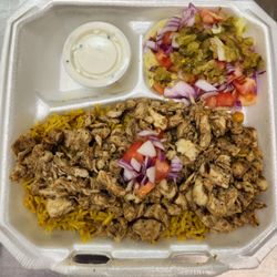 Ramallah Food Market - Mediterranean rice plate - chicken shawarma