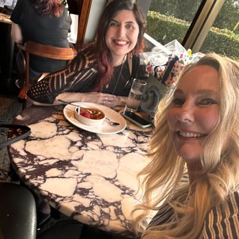 Stanley & Seafort's - Moved to a nicer, quieter inside table in the bar. Look at the beautiful marble table. GORGEOUS! - Steakhouses Near Me - Tacoma, Washington