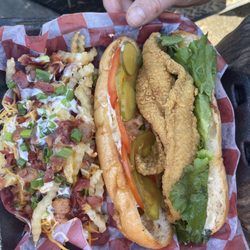 The Patio - Fish poboy and loaded fries