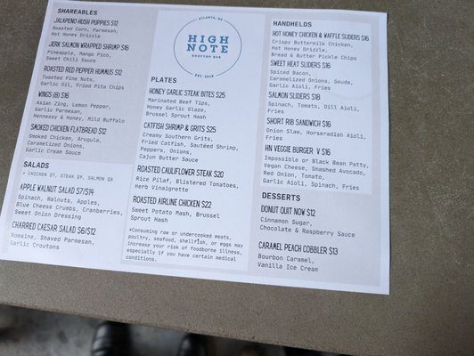 Menu photo 2 High Note Rooftop Bar Atlanta, GA