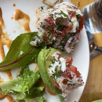 Nuestra Cocina - Avocado stuffed with fresh crab/pico de gallo - Mexican Near Me - Portland, Oregon Nuestra Cocina - Avocado stuffed with fresh crab/pico de gallo - Mexican Near Me - Portland, Oregon