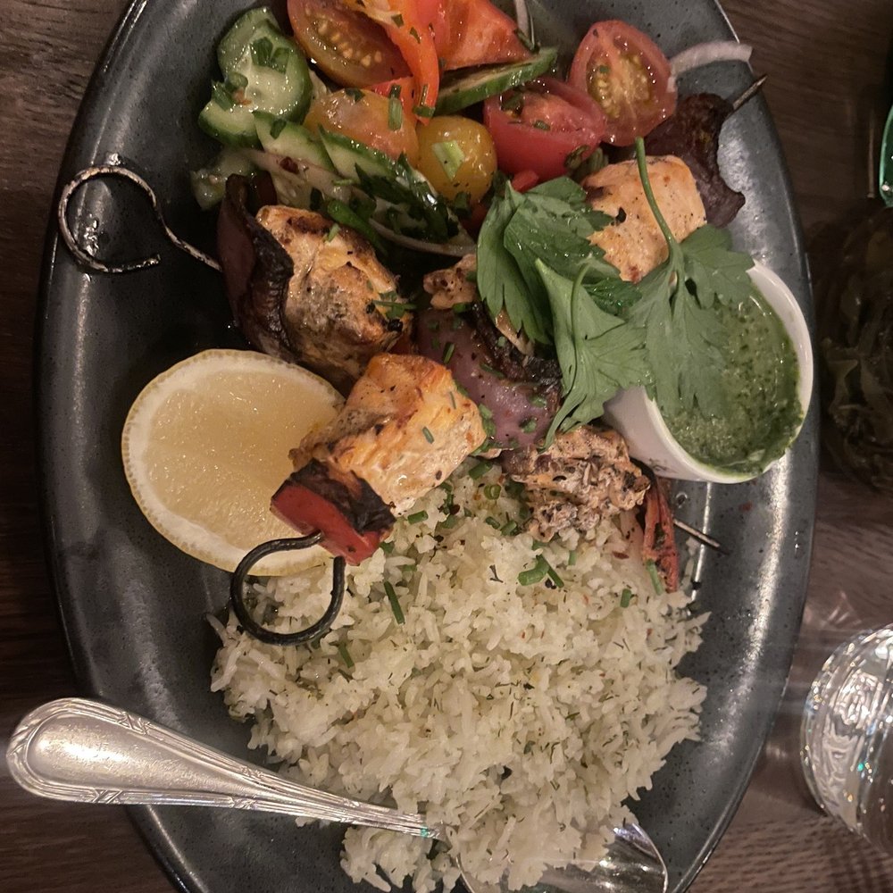 Aba Miami - Bal Harbour - Salmon Kebab plate - Mediterranean Near Me - Bal Harbour, Florida