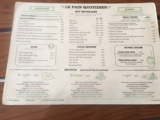 Menu photo 1 Le Pain Quotidien Barcelona, B Menu photo 1 Le Pain Quotidien Barcelona, B