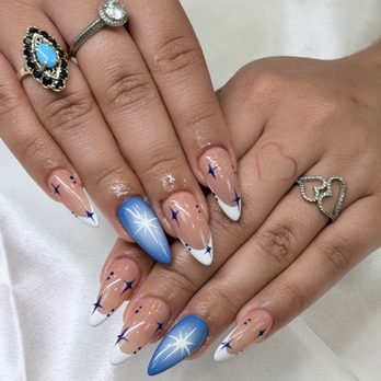 Daisies Nails Studio - blue aura sparkles, french tip nail art - Nail Salons Near Me - Los Angeles, California Daisies Nails Studio - blue aura sparkles, french tip nail art - Nail Salons Near Me - Los Angeles, California