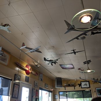 Spruce Goose Cafe - You can watch planes take off and land in the small airfield, decorations are all plane based. - American Near Me - Port Townsend, Washington