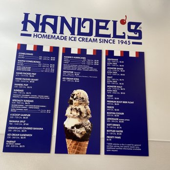 Handel’s Homemade Ice Cream - Eugene - Menu on left for sizes and options- menu with flavor is in front of registers - Ice Cream & Frozen Yogurt Near Me - Eugene, Oregon Handel’s Homemade Ice Cream - Eugene - Menu on left for sizes and options- menu with flavor is in front of registers - Ice Cream & Frozen Yogurt Near Me - Eugene, Oregon