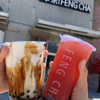 Feng Cha - Carrollton - small dirty boba (left) and large strawberry overload with boba (right) - Bubble Tea Near Me - Carrollton, Texas Feng Cha - Carrollton - small dirty boba (left) and large strawberry overload with boba (right) - Bubble Tea Near Me - Carrollton, Texas