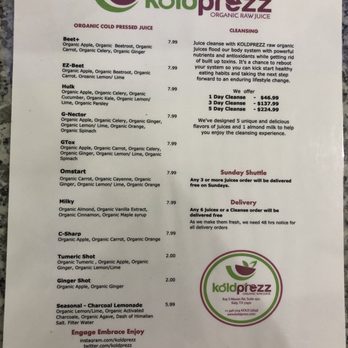 koldprezz - Menu - Juice Bars & Smoothies Near Me - Katy, Texas