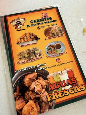 Menu photo 1 Carnitas El Bigoton Becerra Norwalk, CA