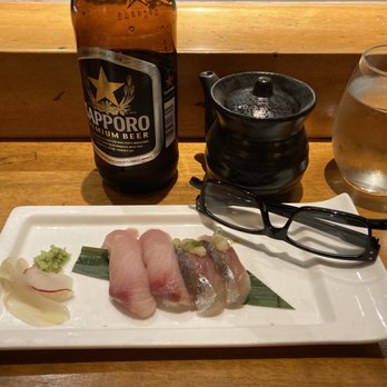 Ozumo - Yellowtail and Spanish Mackerel sushi... smaller than a lens on my small readers. - Sushi Bars Near Me - San Francisco, California