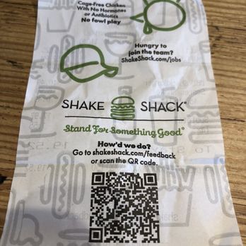 Shake Shack New Hyde Park - Back of receipt with Q-R - Burgers Near Me - New Hyde Park, New York Shake Shack New Hyde Park - Back of receipt with Q-R - Burgers Near Me - New Hyde Park, New York