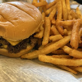 Hydes Slydes - The Aksarben (bacon and jam) with fries - Burgers Near Me - Omaha, Nebraska