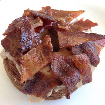 Friendly Donuts - Maple bacon cronut with fresh bacon and maple syrup. Wow - Donuts Near Me - Orange, California Friendly Donuts - Maple bacon cronut with fresh bacon and maple syrup. Wow - Donuts Near Me - Orange, California