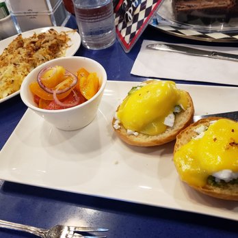 Chit Chat Diner - Santorini eggs Benedict.  Special brunch option. - Diners Near Me - West Orange, New Jersey