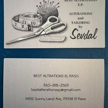 Best alterations ep - Buisness cards - Sewing & Alterations Near Me - El Paso, Texas