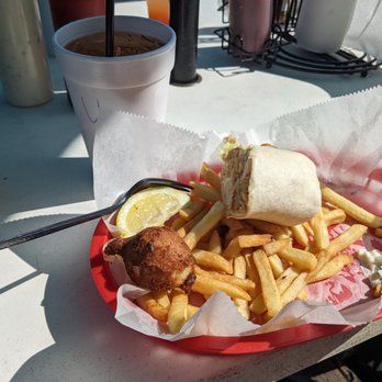 Our Deck Down Under - My Special Wrap with fries and pups - Seafood Near Me - Port Orange, Florida