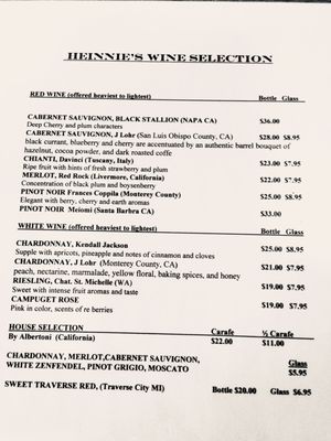Menu photo 4 Heinnie's Back Barn Elkhart, IN