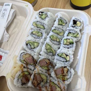 Sushi Ku'u - Avo & Cucumber roll + Spam Katsu Roll - Sushi Bars Near Me - Kailua-Kona, Hawaii Sushi Ku'u - Avo & Cucumber roll + Spam Katsu Roll - Sushi Bars Near Me - Kailua-Kona, Hawaii