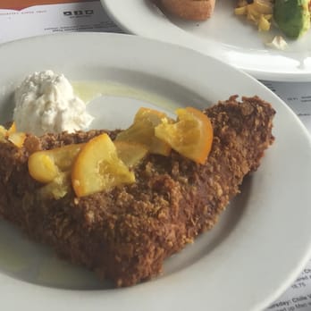 Simmzy's - half of the cream cheese stuffed french toast. so nice they split it for us! - Gastropubs Near Me - Long Beach, California