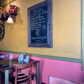 Sunset Pizza & Pasta - Dinner time! Eating inside for a change! - Pizza Near Me - Sunset Beach, California Sunset Pizza & Pasta - Dinner time! Eating inside for a change! - Pizza Near Me - Sunset Beach, California