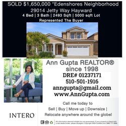 Ann Gupta - Intero Real Estate Services - Sold a lovely home! Thinking about making a move?  Sell  Buy  Move Up  Downsize  Relocate --anywhere! Ann Gupta REALTOR® 510-501-1