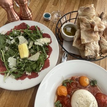 OSTE - Burrata, espresso martini, carpaccio, and bread/oil - Italian Near Me - Los Angeles, California