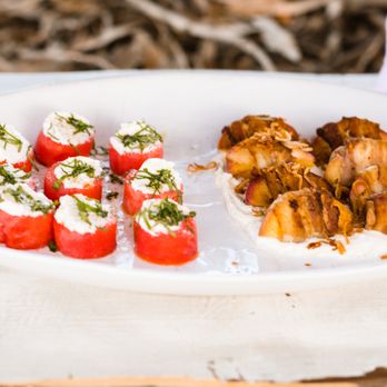 Poe and Co - goat cheese watermelon bites and bacon wrapped peaches [photo credit davidmendozaiii.com] - Personal Chefs Near Me