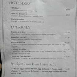 Breakfast menu
