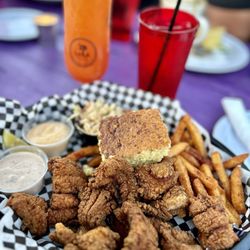 Lola - Cajun Catfish Basket w/ creole fries, praline pecan cornbread, remoulade, creole tarter & the obligatory Hurricane