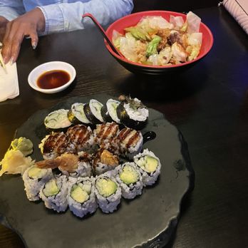 Volcano - Shrimp Tempura Roll, Cucumber Roll, Boston Roll & Shrimp Teriyaki Lunch - Karaoke Near Me - Virginia Beach, Virginia