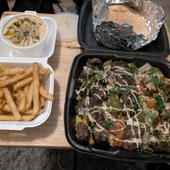 Pharaohs Kitchen - King Tut Platter, Pita Bread, Hummus and French Fries - Mediterranean Near Me - Houston, Texas Pharaohs Kitchen - King Tut Platter, Pita Bread, Hummus and French Fries - Mediterranean Near Me - Houston, Texas