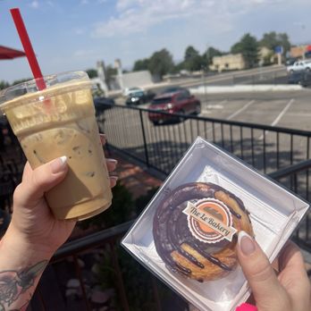 The Le Bakery - Creme brûlée latte and Boston creme stuffed croissant - Bakeries Near Me - Albuquerque, New Mexico