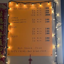 E Massage Therapy - Price list