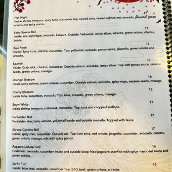 Soho Ramen Old Town - Special Rolls Section (best rolls) - Japanese Near Me - Temecula, California