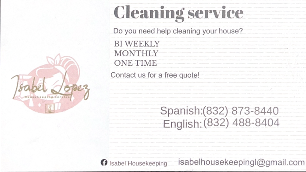 ISABEL HOUSEKEEPING Updated July 2024 Request a Quote Houston