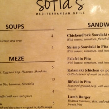 Sofia's Mediterranean Grill - part of menu - Greek Near Me - Hasbrouck Heights, New Jersey