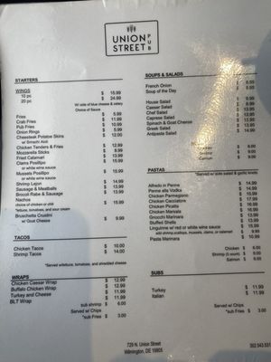 Menu photo 2 Union Street Pub Wilmington, DE Menu photo 2 Union Street Pub Wilmington, DE