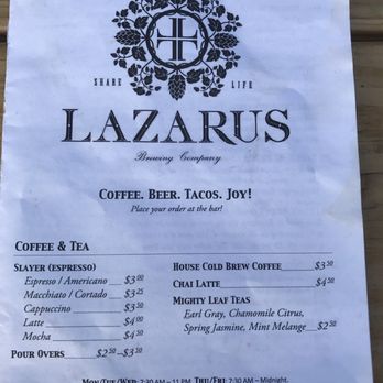 Lazarus Brewing - Coffees and teas - Breweries Near Me - Austin, Texas