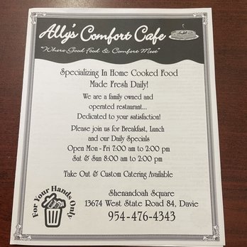 Ally's Comfort Cafe - Menu - Diners Near Me - Davie, Florida Ally's Comfort Cafe - Menu - Diners Near Me - Davie, Florida