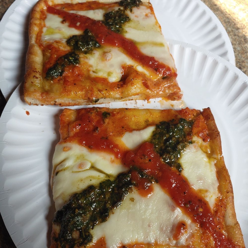 Vodka Sauce and Pesto pie. Vodka Sauce and Pesto pie.