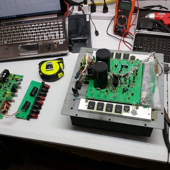 Jeff Tech - In the process of replacing bad capacitors on a subwoofer amplifier - IT Services & Computer Repair Near Me Jeff Tech - In the process of replacing bad capacitors on a subwoofer amplifier - IT Services & Computer Repair Near Me