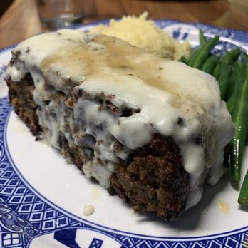 MoCo's Founding Farmers - Meatloaf & Gravy with green beans and mashed potatoes - New American Near Me - Potomac, Maryland