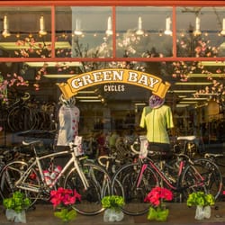 Green Bay Cycles - May 2013 Window - awash in Cherry Blossoms!