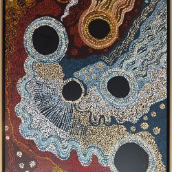 Artistic Picture Framing - Piltati Tjukurpa, 2025 in a slim modern floater frame