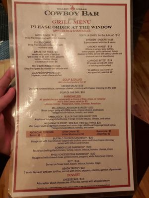 Menu photo 3 Million Dollar Cowboy Bar Jackson, WY Menu photo 3 Million Dollar Cowboy Bar Jackson, WY
